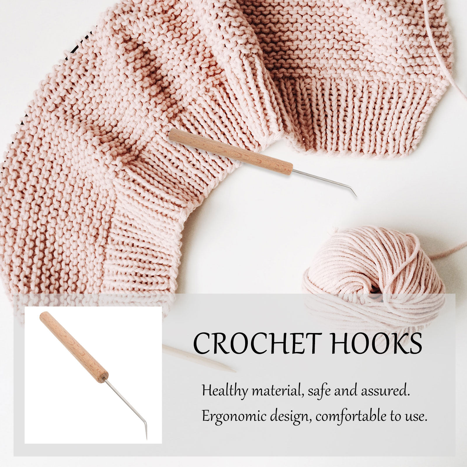 Wooden Crochet Hooks Ergonomic Handle - Crochets à crochet avec manche en