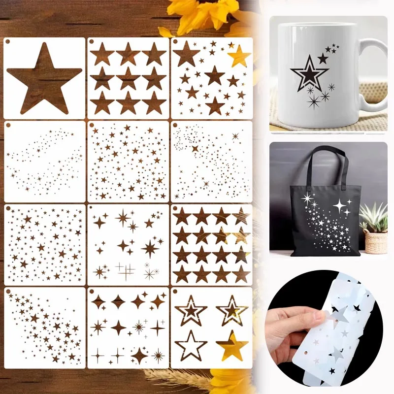 Scrapbooking - 1-5 pochettes de pochoirs étoiles brillantes