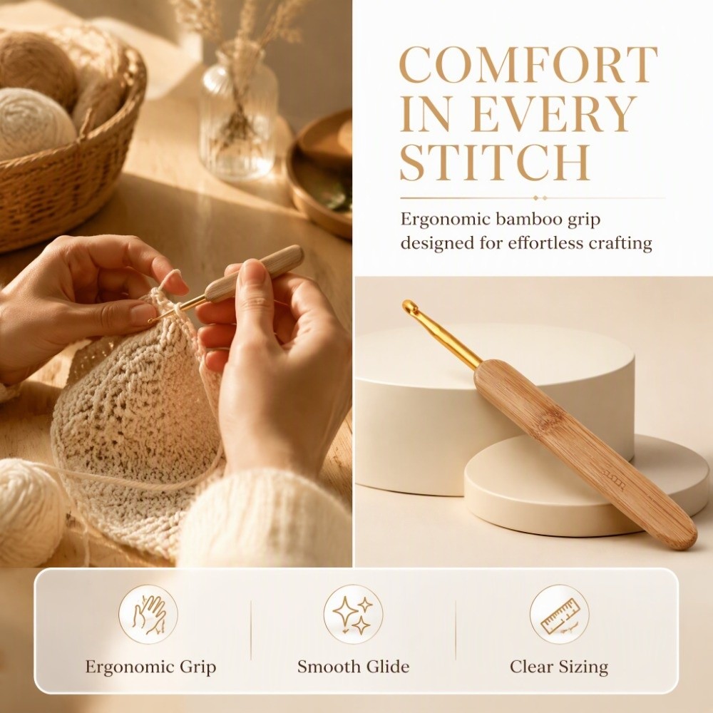 Ensemble de 8 crochets à trico - Wooden Crochet Hooks Ergonomic Handle avis et prix