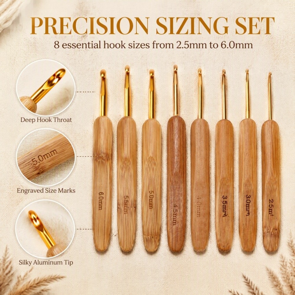Ensemble de 8 crochets de tail - Wooden Crochet Hooks Ergonomic Handle avis et prix
