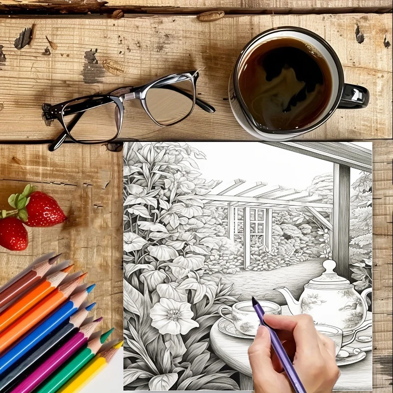 Livre de coloriage Tea In The  - Painting Supplies avis et prix